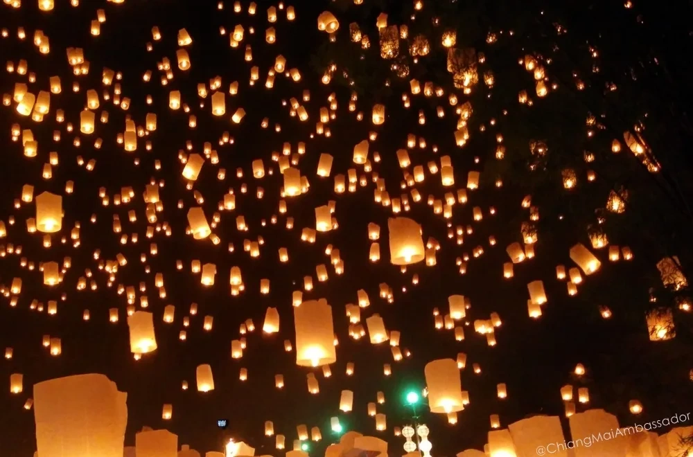 Yi Peng Lantern Festival Chiang Mai night sky