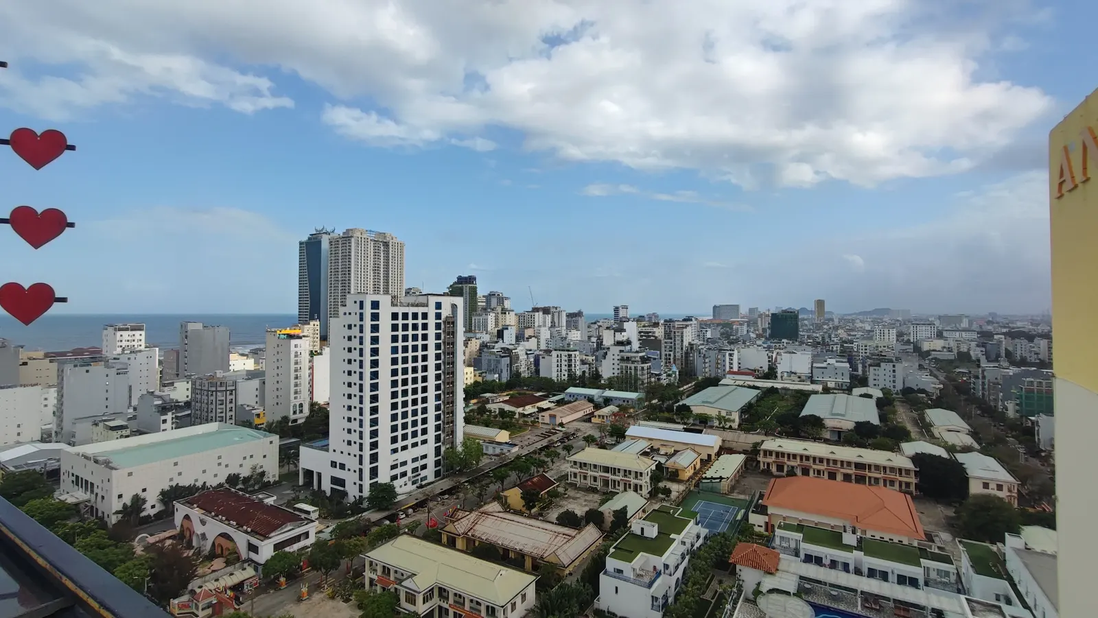 Da Nang city skyline view from rooftop overlooking the South China Sea