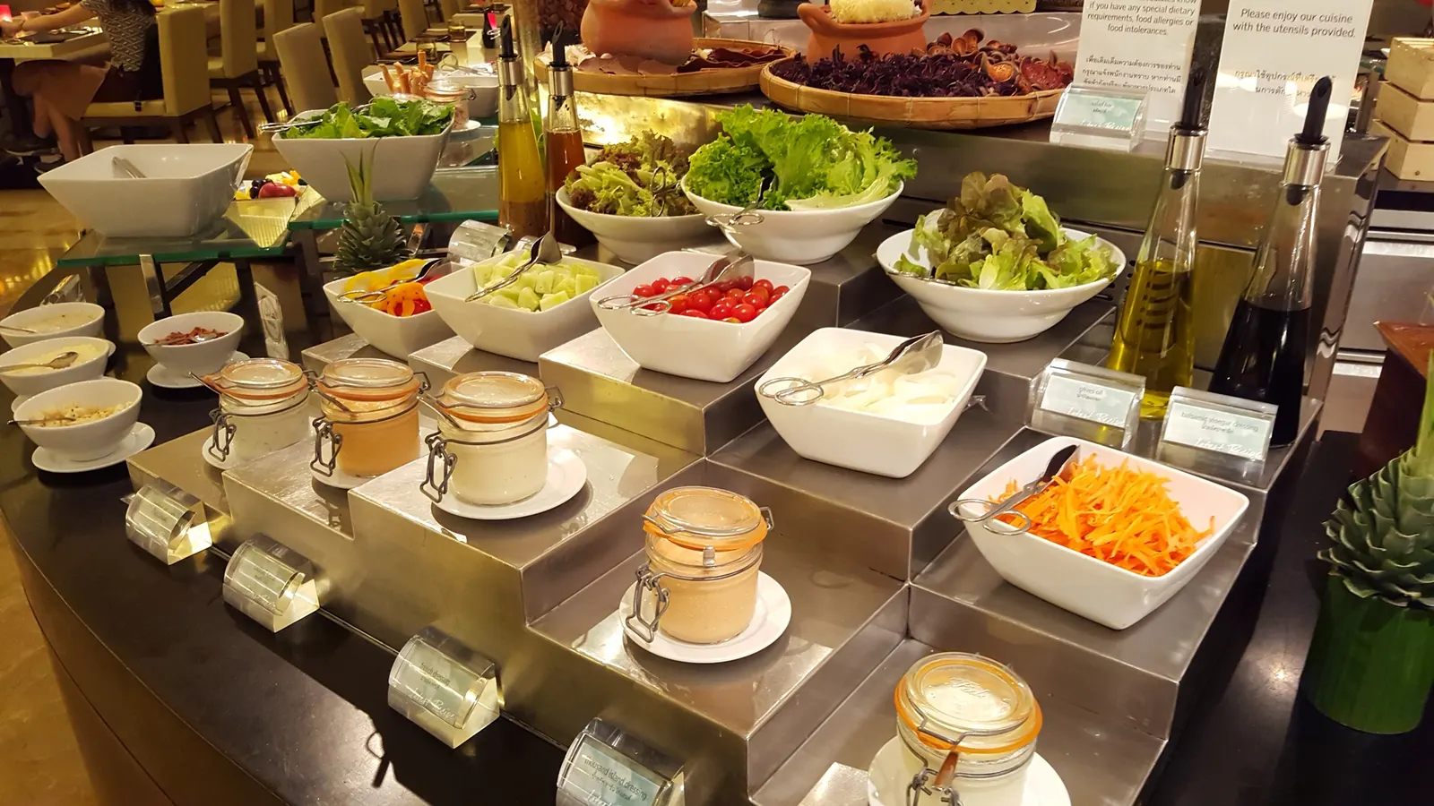 Salad bar station at the Chiang Mai Marriott dinner buffet