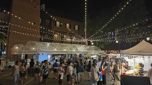 Live music and night market crowd at One Nimman, Chiang Mai
